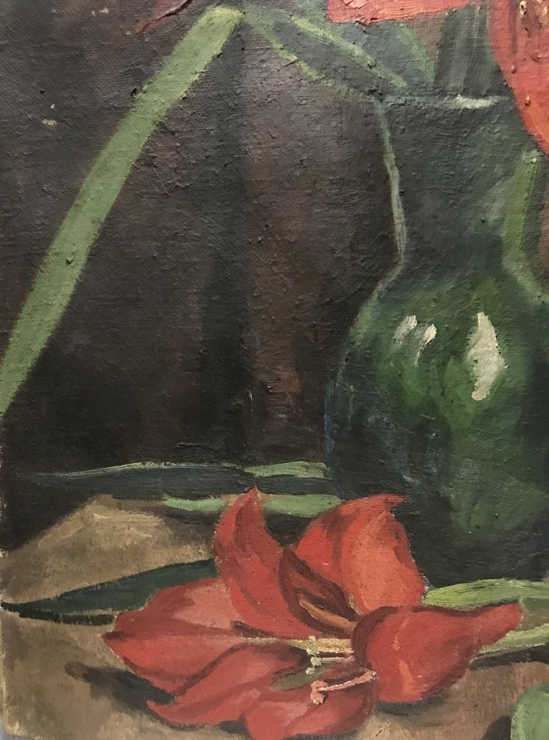 Marcel Canneel 1894-1953 Huile sur toile Nature morte aux Amaryllis signée et datée de 1943-photo-4