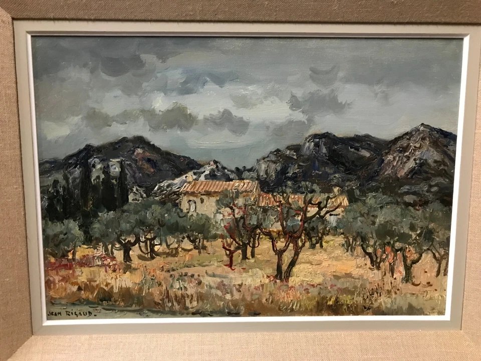 Jean Rigaud (1912-1999)  tableau Huile sur Toile Provence Les Baux Le Mas  signé et daté 1970-photo-2