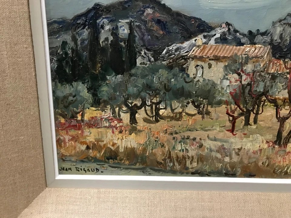 Jean Rigaud (1912-1999)  tableau Huile sur Toile Provence Les Baux Le Mas  signé et daté 1970-photo-2