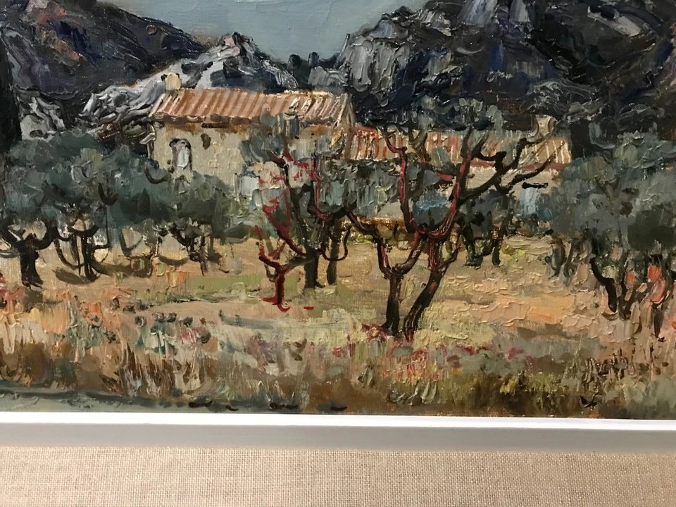 Jean Rigaud (1912-1999)  tableau Huile sur Toile Provence Les Baux Le Mas  signé et daté 1970-photo-3