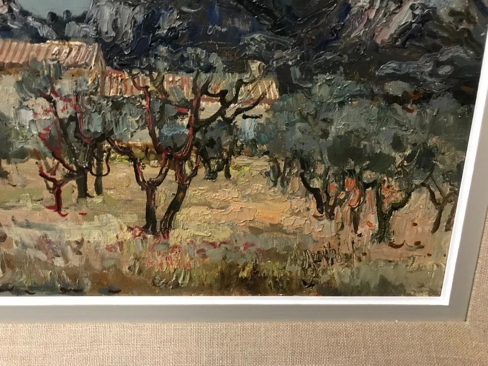 Jean Rigaud (1912-1999)  tableau Huile sur Toile Provence Les Baux Le Mas  signé et daté 1970-photo-4