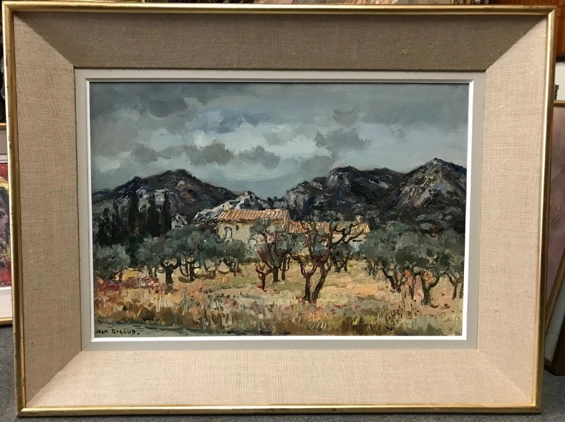 Jean Rigaud (1912-1999)  tableau Huile sur Toile Provence Les Baux Le Mas  signé et daté 1970