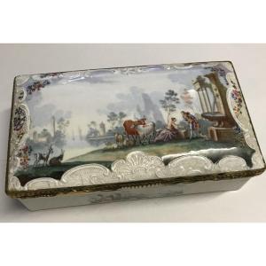 Grand Coffret d'écriture de voyage Anglais en email sur cuivre époque 18éme vers 1770