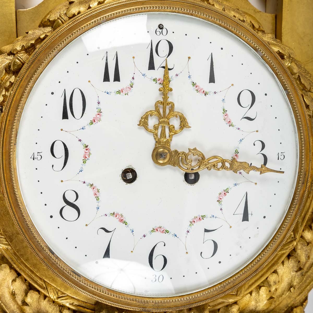  Original Gilt Bronze Pendulum, Decor In Garlands Of Flowers-photo-2