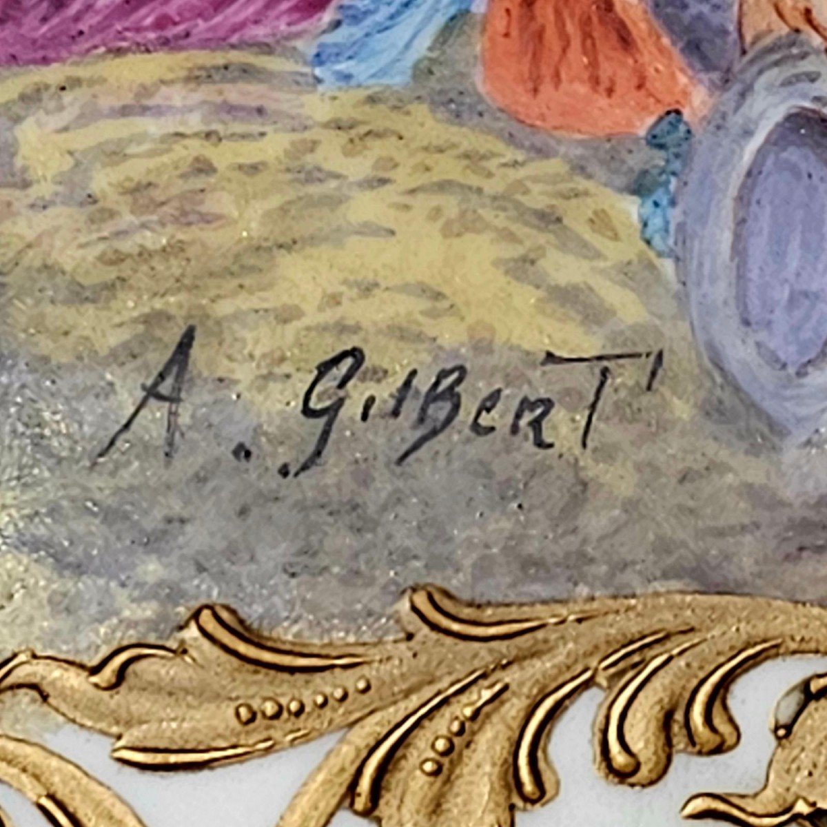 White Porcelain Box, XIXth Century, Signed-photo-7