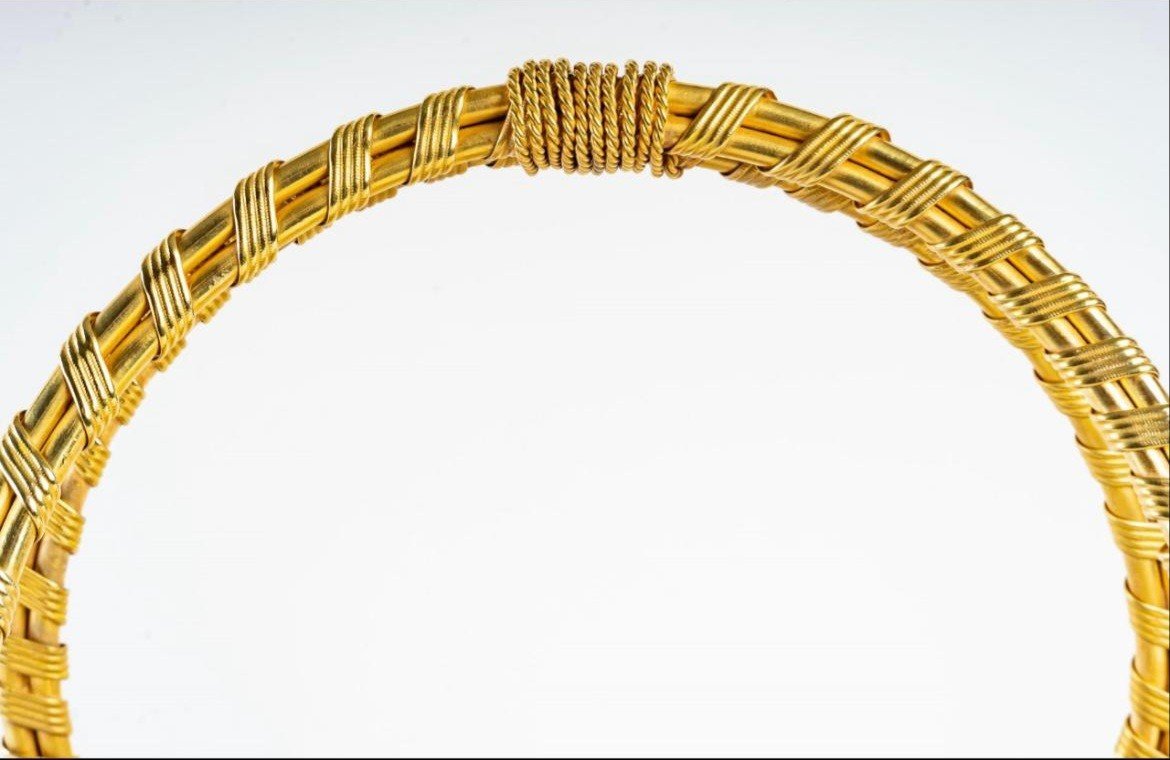 Pink And White Opaline Basket With Gilt Bronze Ornamentation-photo-1