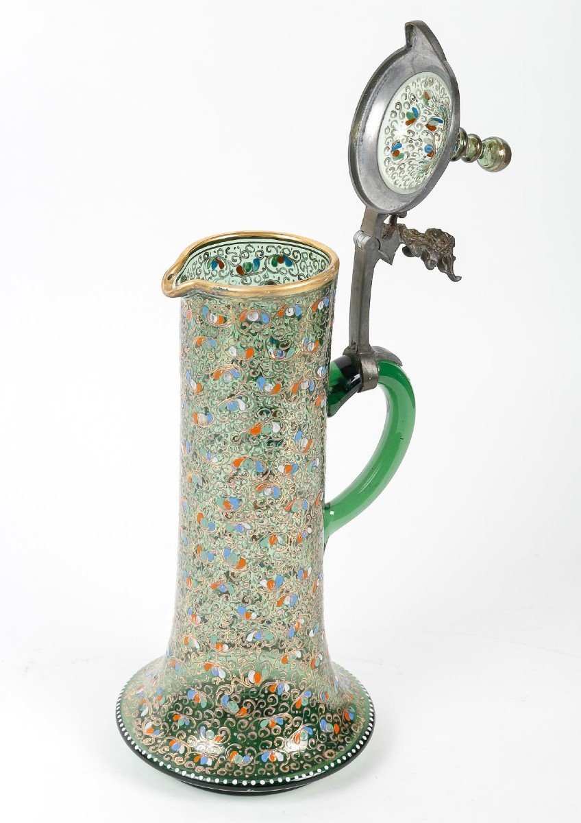 Service De Table En Cristal De Moser Vert émaillés, XIXeme-photo-6