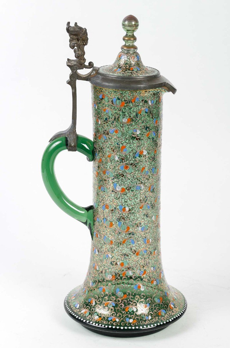 Service De Table En Cristal De Moser Vert émaillés, XIXeme-photo-7