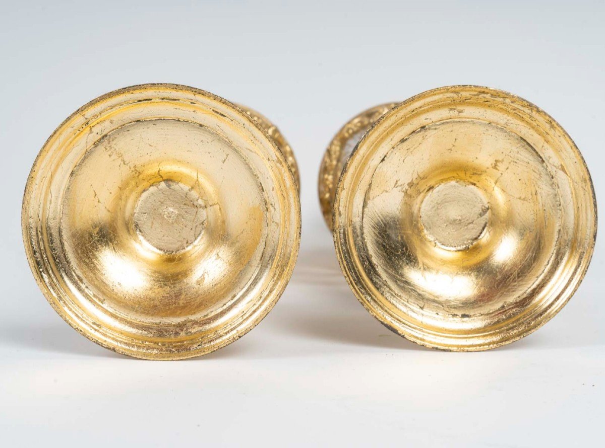 Paire De Vases En Cristal Taillé Et Métal Doré, XIXème Siècle-photo-3
