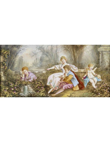 Tableau Peint Sur Porcelaine Du XIXe Siècle-photo-2