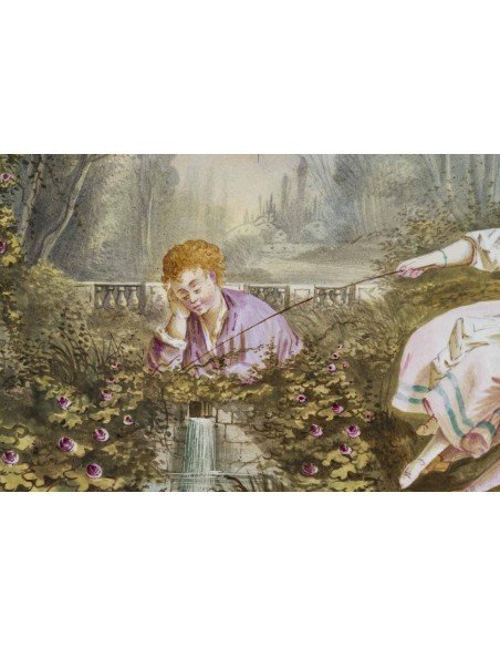 Tableau Peint Sur Porcelaine Du XIXe Siècle-photo-4