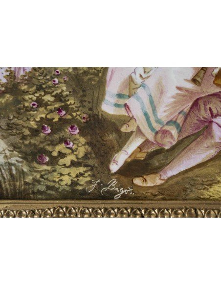 Tableau Peint Sur Porcelaine Du XIXe Siècle-photo-2
