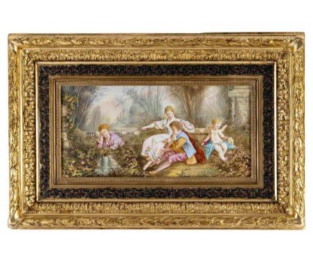 Tableau Peint Sur Porcelaine Du XIXe Siècle