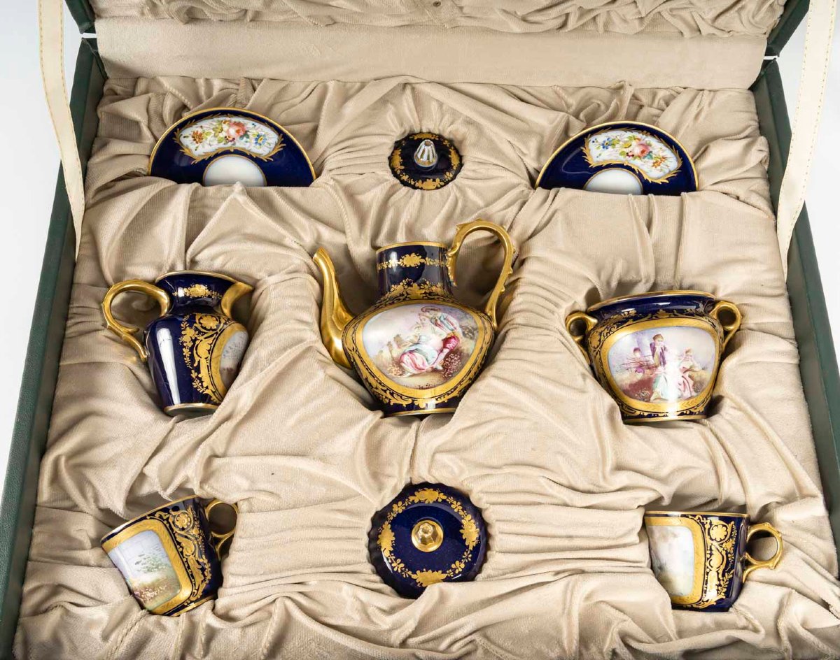 Service à café en porcelaine de Sèvres – Époque Napoléon III, XIXᵉ siècle – dans un coffret - -photo-3