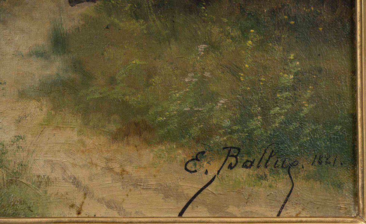 Pair Of Paintings – French School Of The 19th Century – Signed E. Ballue, Dated 1881-photo-2