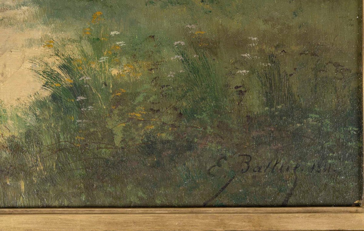 Pair Of Paintings – French School Of The 19th Century – Signed E. Ballue, Dated 1881-photo-4