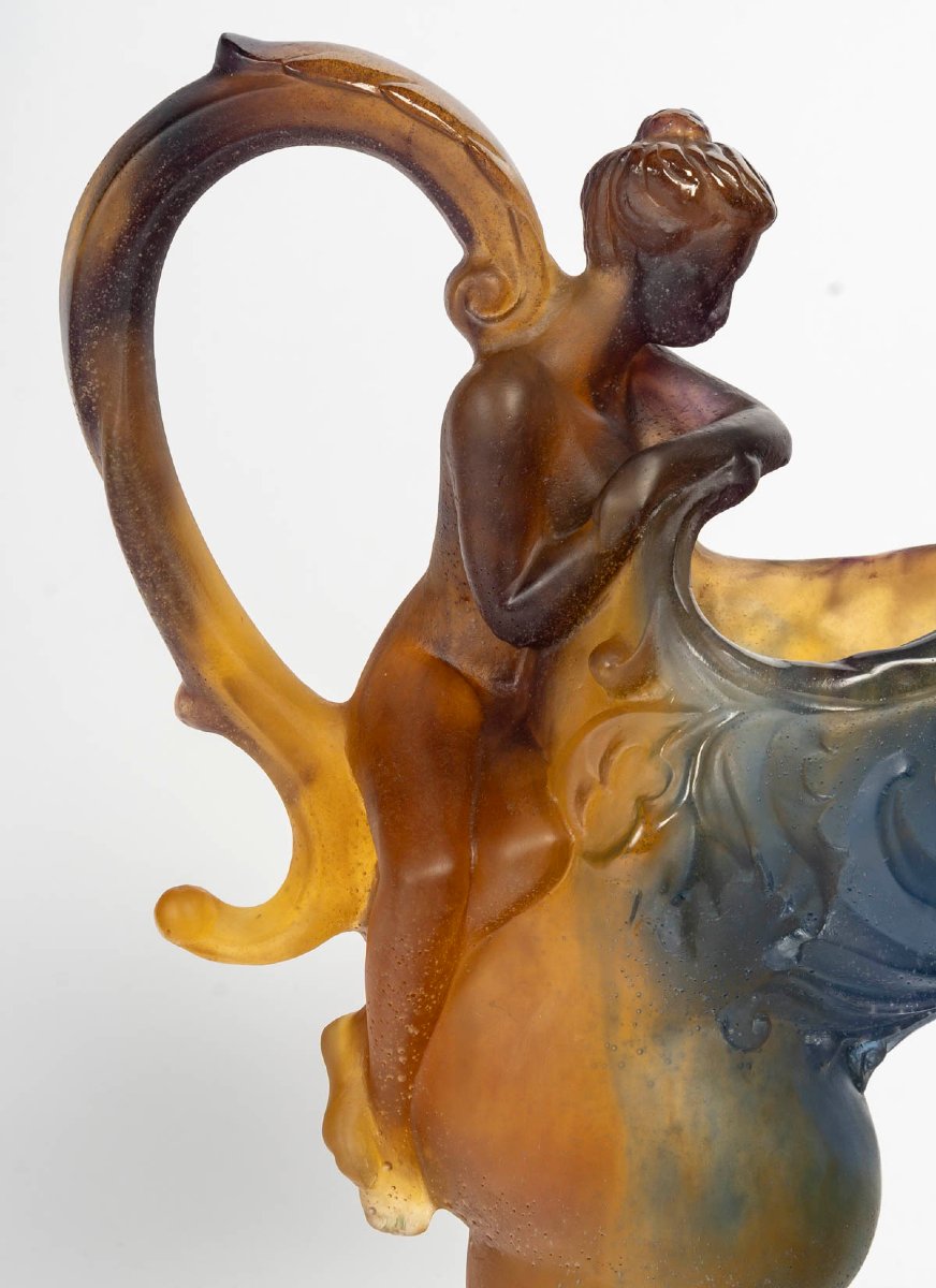 Paire d’aiguières en pâte de verre signées Daum France – Art Nouveau-photo-2