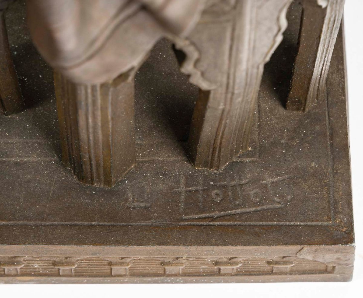 Orientalist Statuette In Spelter Signed L. Hottot – Late 19th Century-photo-4