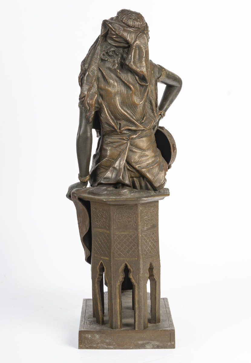 Orientalist Statuette In Spelter Signed L. Hottot – Late 19th Century-photo-2