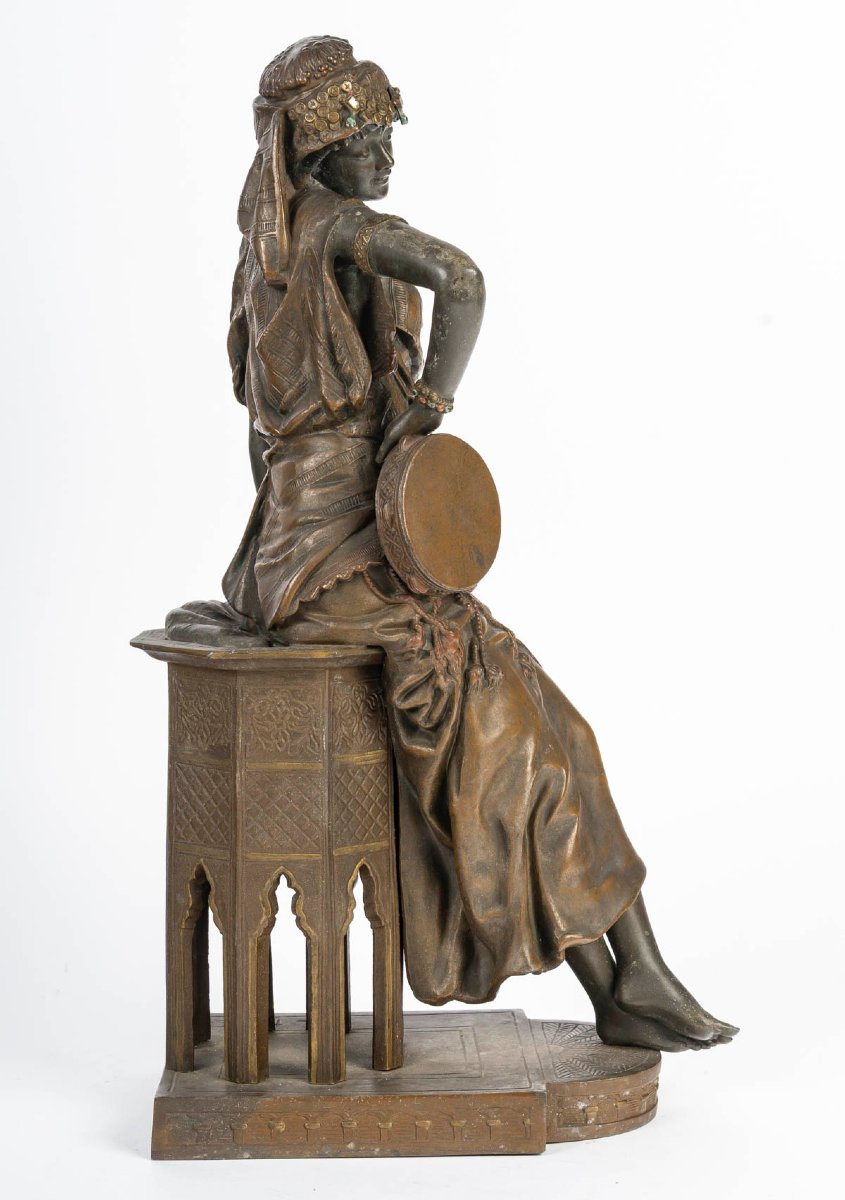 Orientalist Statuette In Spelter Signed L. Hottot – Late 19th Century-photo-3