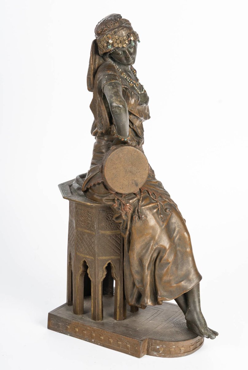 Orientalist Statuette In Spelter Signed L. Hottot – Late 19th Century-photo-4