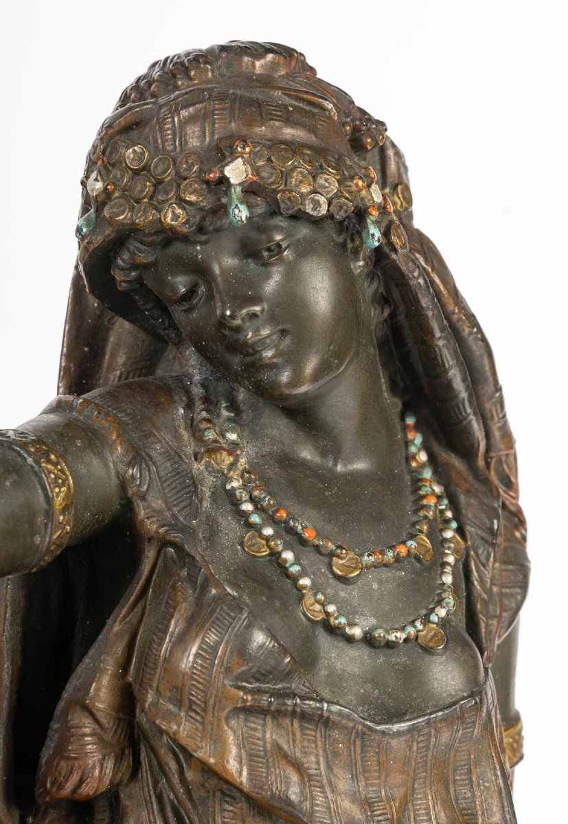 Orientalist Statuette In Spelter Signed L. Hottot – Late 19th Century-photo-5
