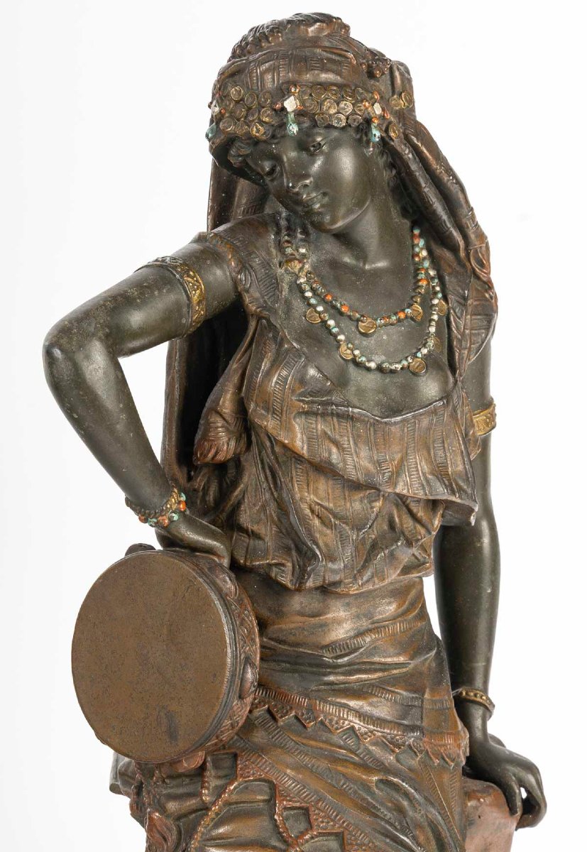 Orientalist Statuette In Spelter Signed L. Hottot – Late 19th Century-photo-6