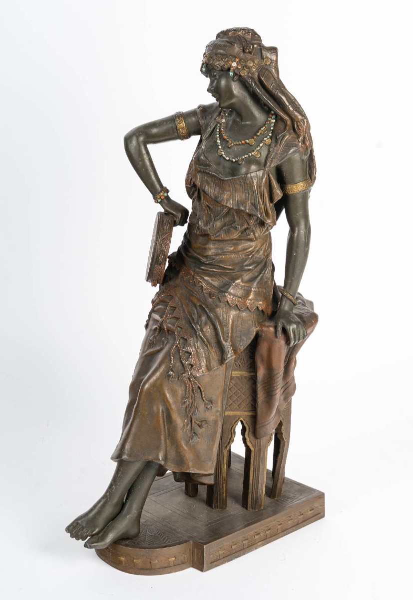 Orientalist Statuette In Spelter Signed L. Hottot – Late 19th Century