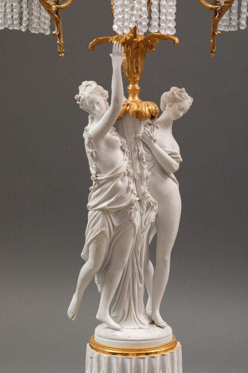 Three-piece Biscuit And Gilt Bronze Set, 19th Century-photo-1