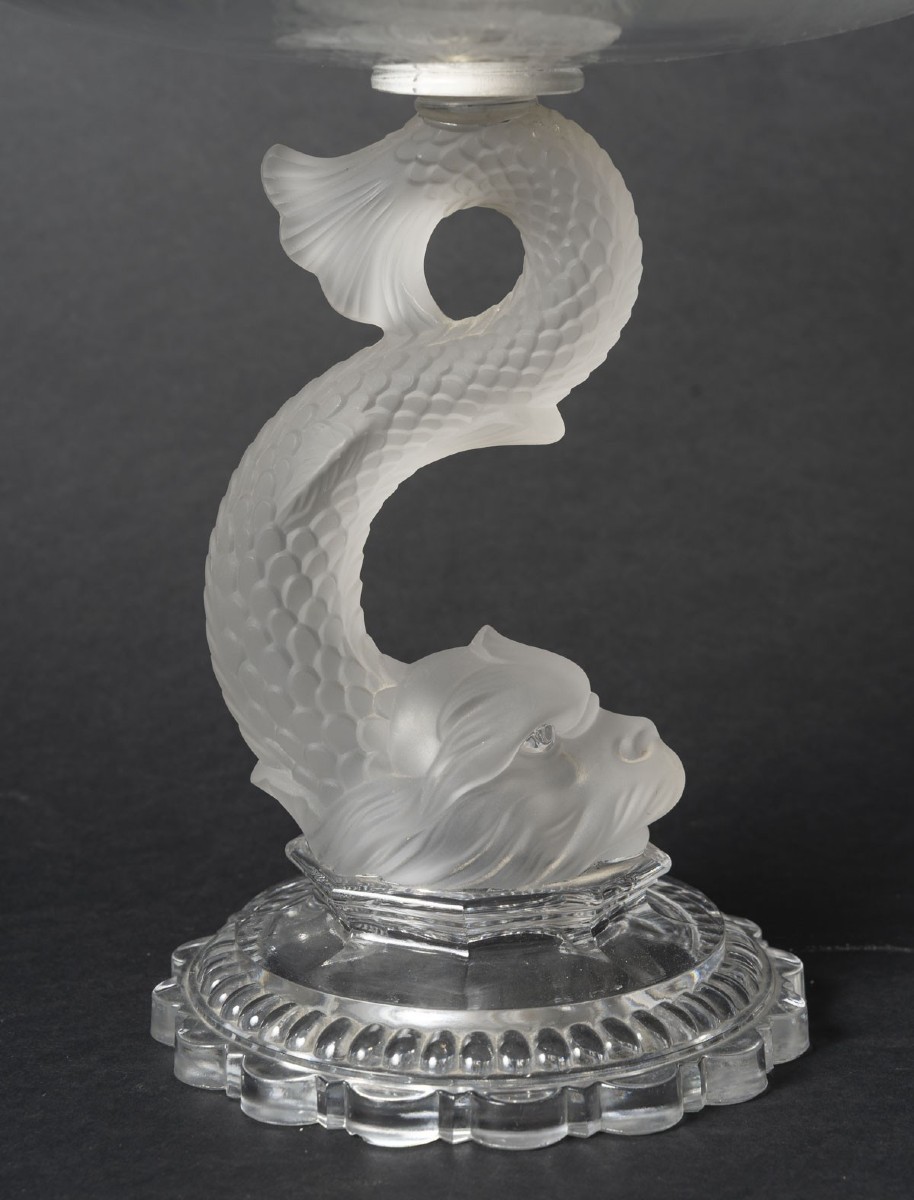 Cut And Frosted Crystal Centerpiece, Art Deco Period-photo-2