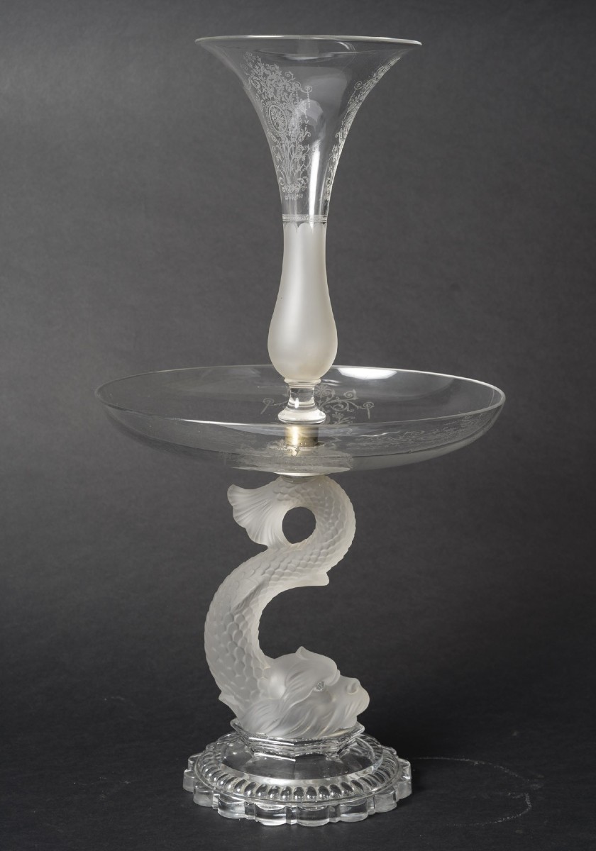 Cut And Frosted Crystal Centerpiece, Art Deco Period