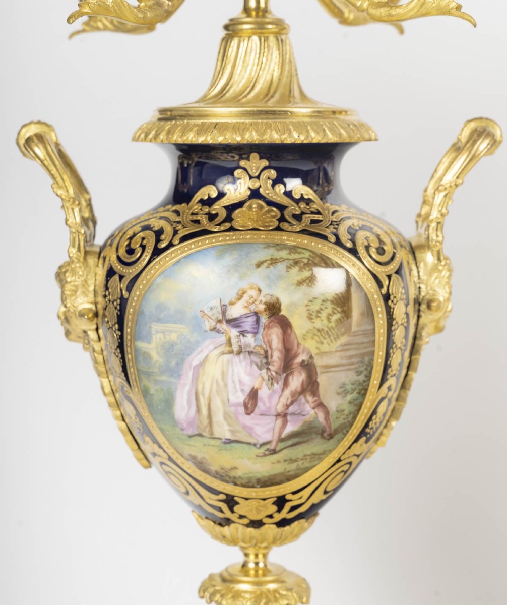 Porcelain And Gilt Bronze Fireplace Set, In The Style Of Sèvres – Late 19th Century.-photo-2