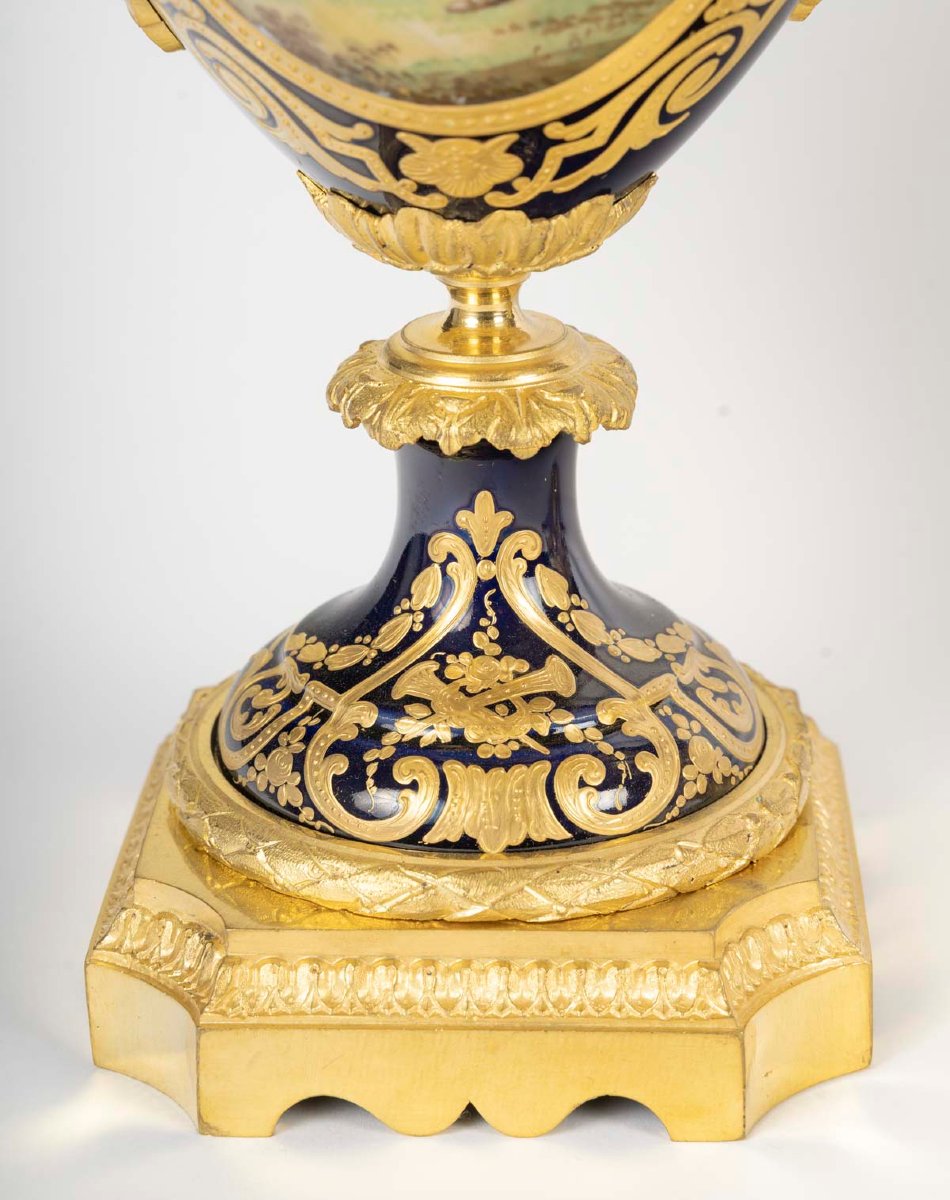 Porcelain And Gilt Bronze Fireplace Set, In The Style Of Sèvres – Late 19th Century.-photo-3