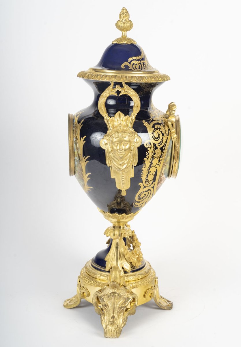 Porcelain And Gilt Bronze Fireplace Set, In The Style Of Sèvres – Late 19th Century.-photo-8