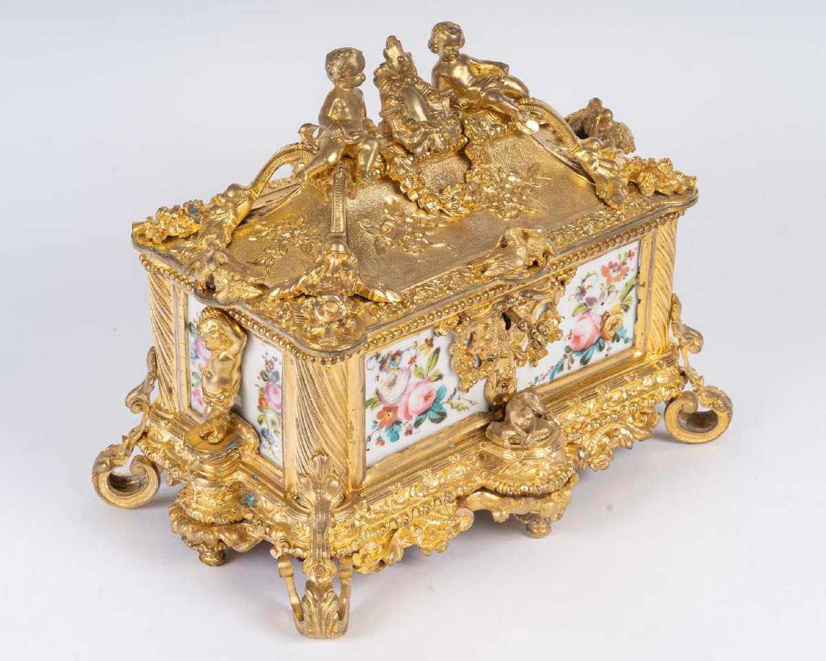 Coffret Boîte à Bijoux en Bronze Doré – Époque Napoléon III-photo-3