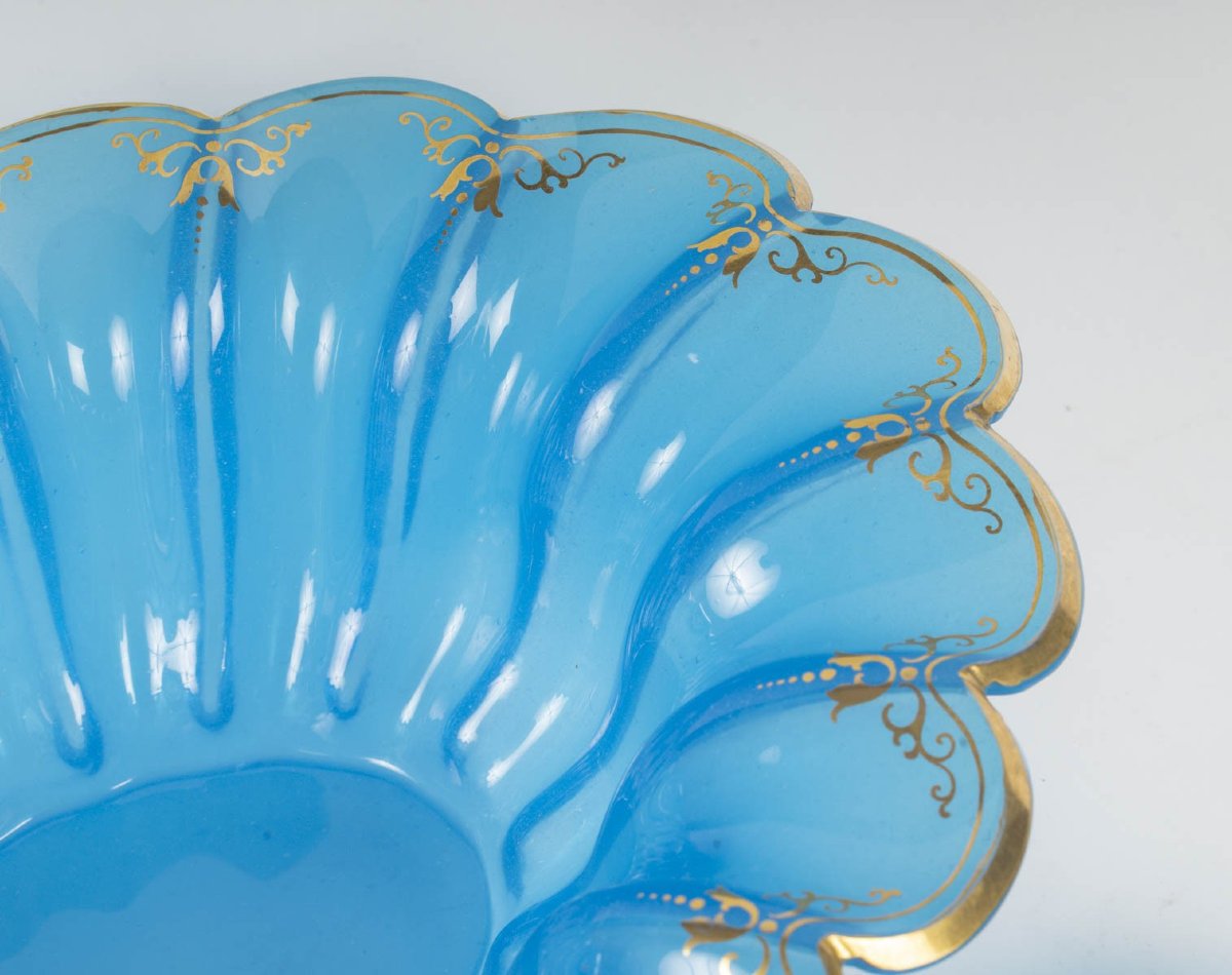 Plats en opaline bleue – Décor doré – Époque Napoléon III-photo-2
