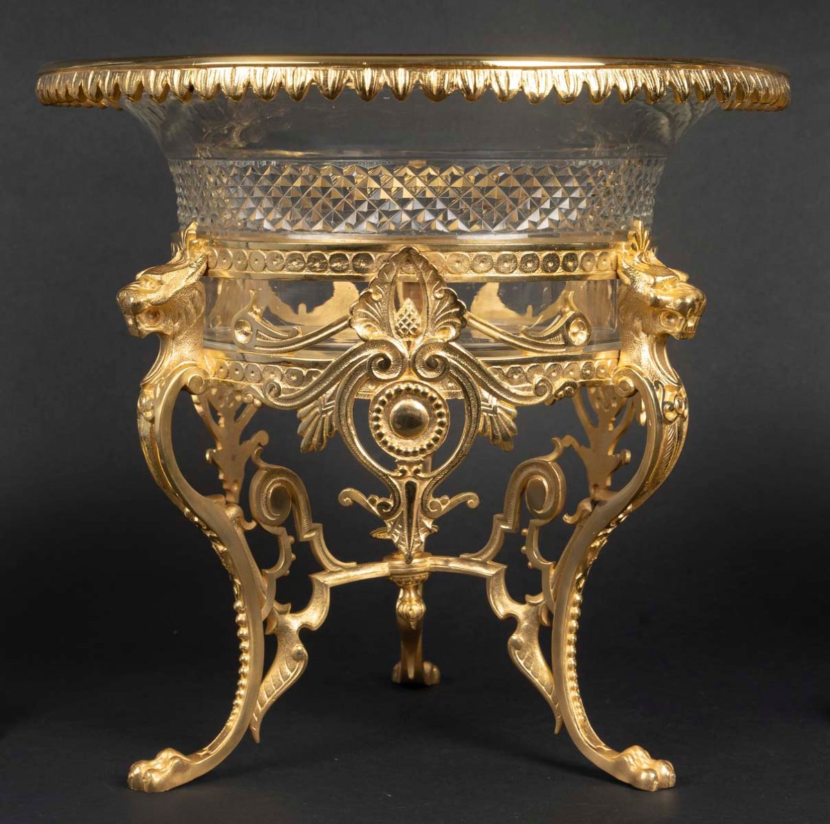 Engraved Crystal And Gilt Bronze Trim, Cup And Horns, Napoleon III Style,  19th Century.-photo-3