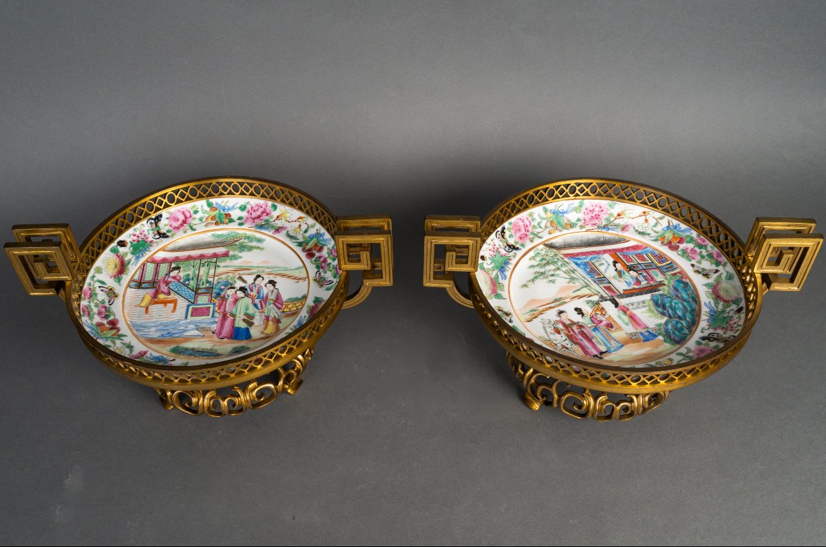 A Set Of Three Canton Porcelain Bowls With Gilt Bronze Mounts – China, 19th Century-photo-7