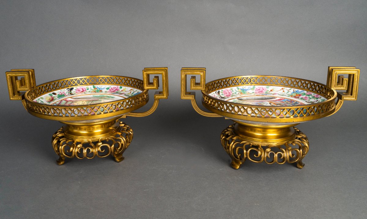 A Set Of Three Canton Porcelain Bowls With Gilt Bronze Mounts – China, 19th Century-photo-8