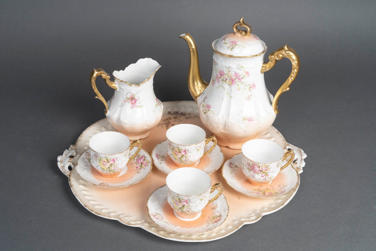 Service à café en porcelaine de Limoges – Fin XIXᵉ siècle, Belle Époque