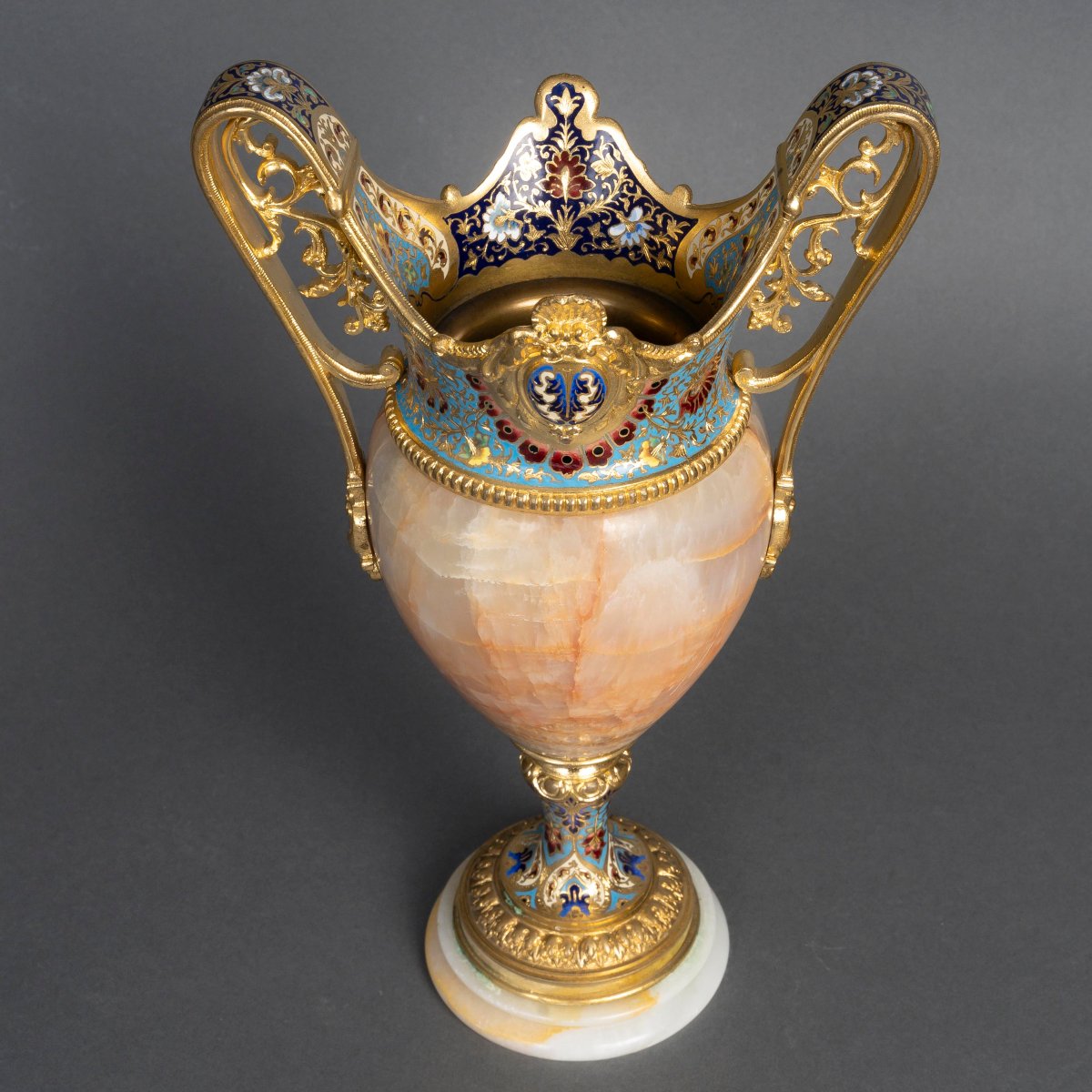 Vase In Onyx And Gilt Bronze With Cloisonné Enamels – Napoleon III Style, 19th Century-photo-2