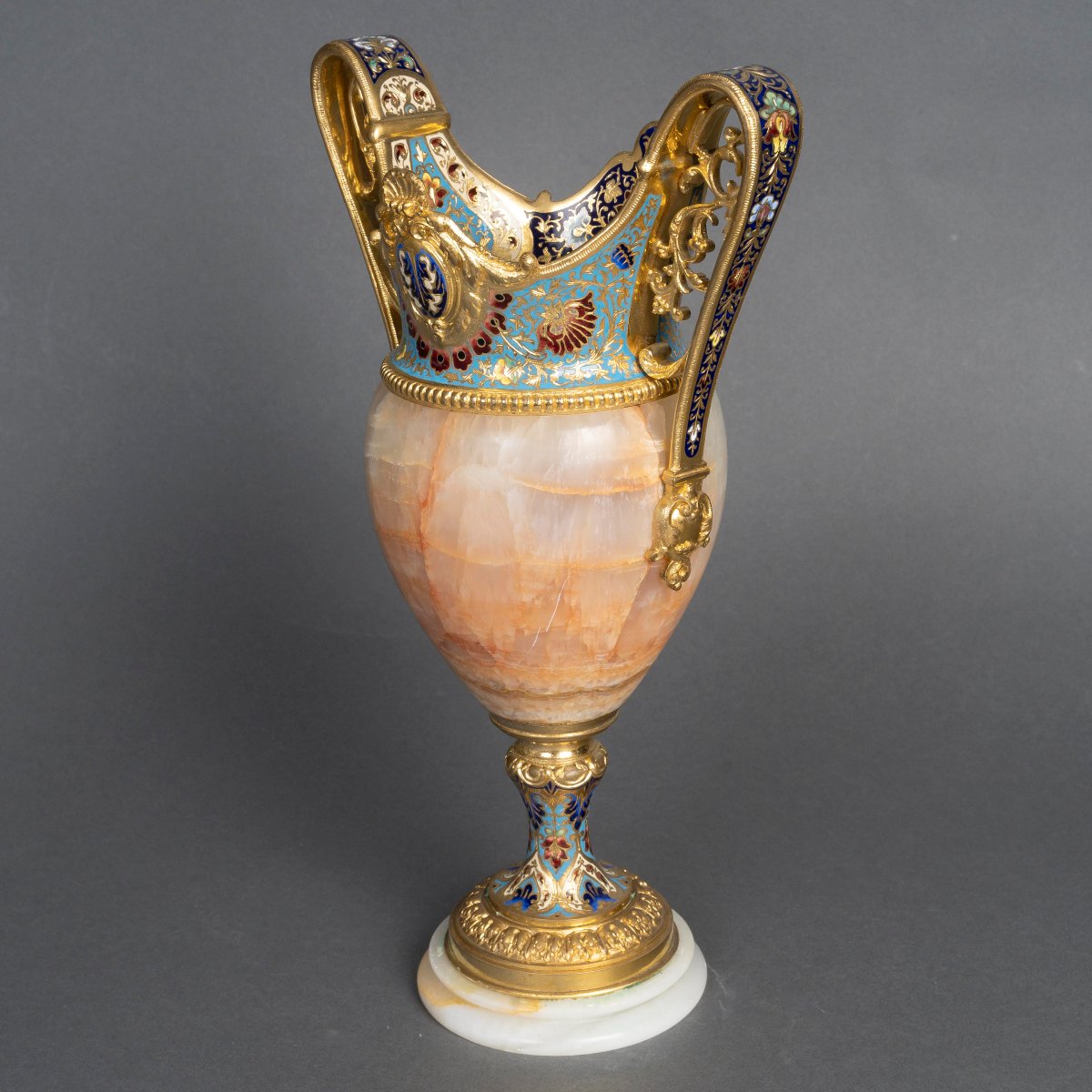 Vase In Onyx And Gilt Bronze With Cloisonné Enamels – Napoleon III Style, 19th Century-photo-1