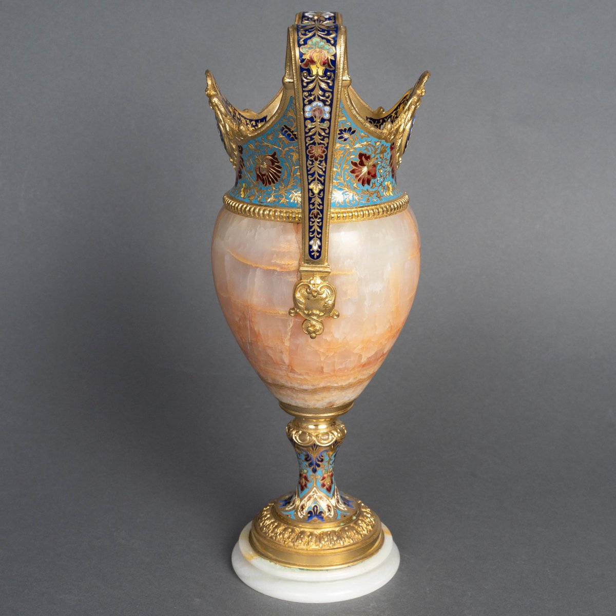 Vase In Onyx And Gilt Bronze With Cloisonné Enamels – Napoleon III Style, 19th Century-photo-2