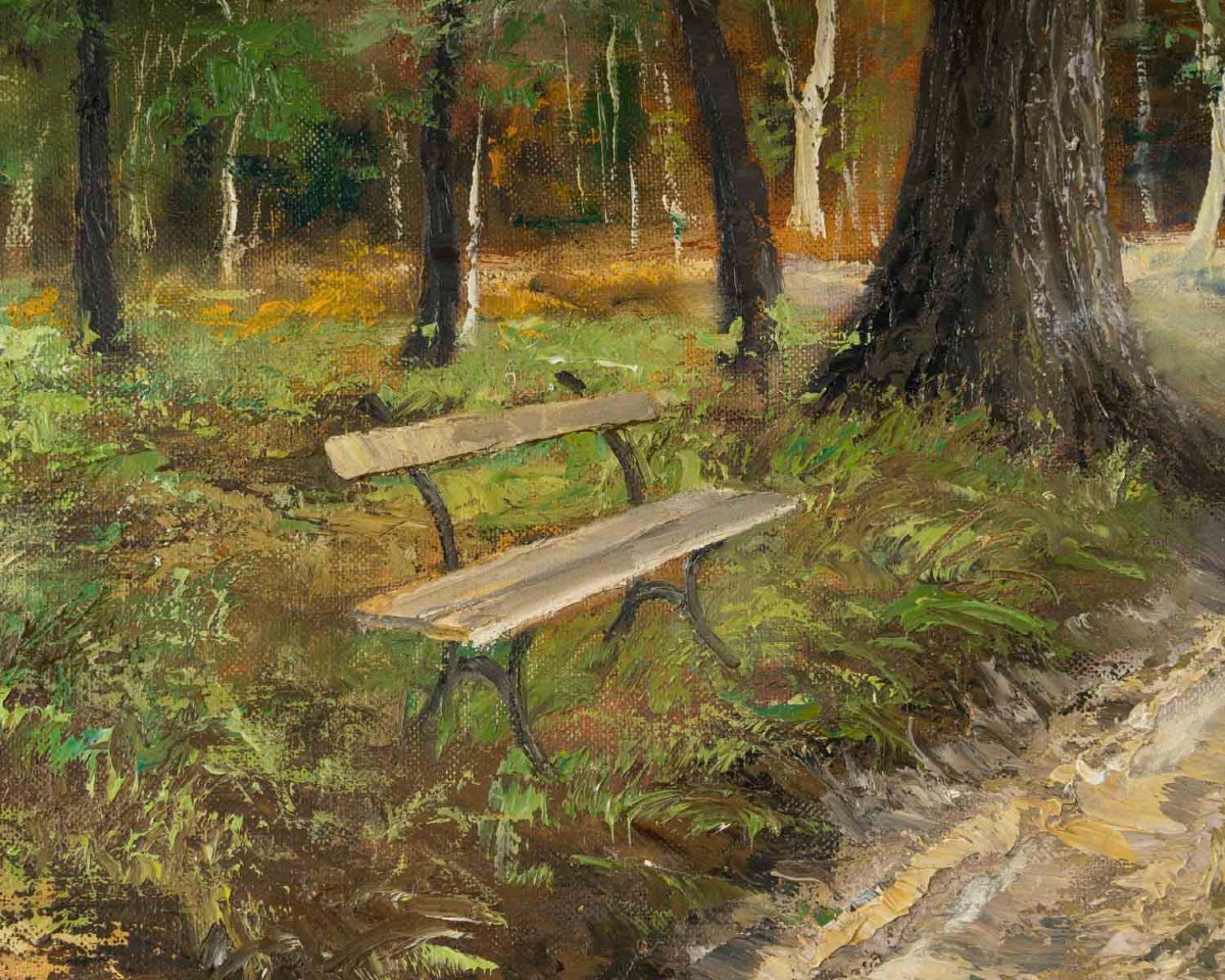 Paire de paysages animés – Huiles sur toile signées J. L’Huillier, XIXe siècle -photo-6