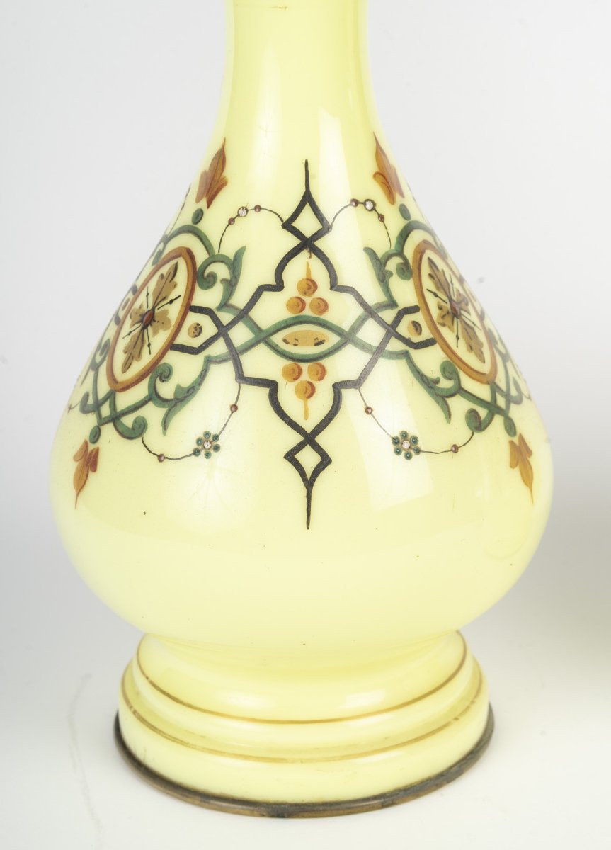 Paire de lampes en opaline peinte – fin XIXe siècle, goût orientaliste-photo-1