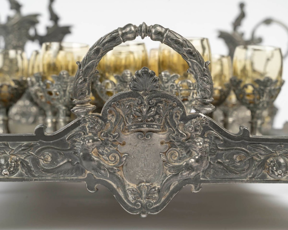 Service à liqueur en laiton – époque Napoléon III, style Louis XV-photo-4