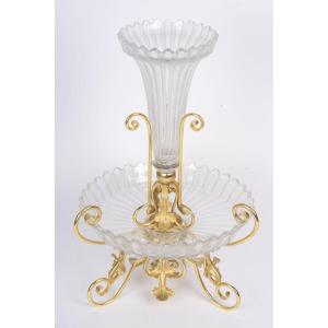 Centre de table en cristal signé Baccarat et bronze doré, début XXᵉ siècle