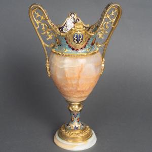 Vase In Onyx And Gilt Bronze With Cloisonné Enamels – Napoleon III Style, 19th Century