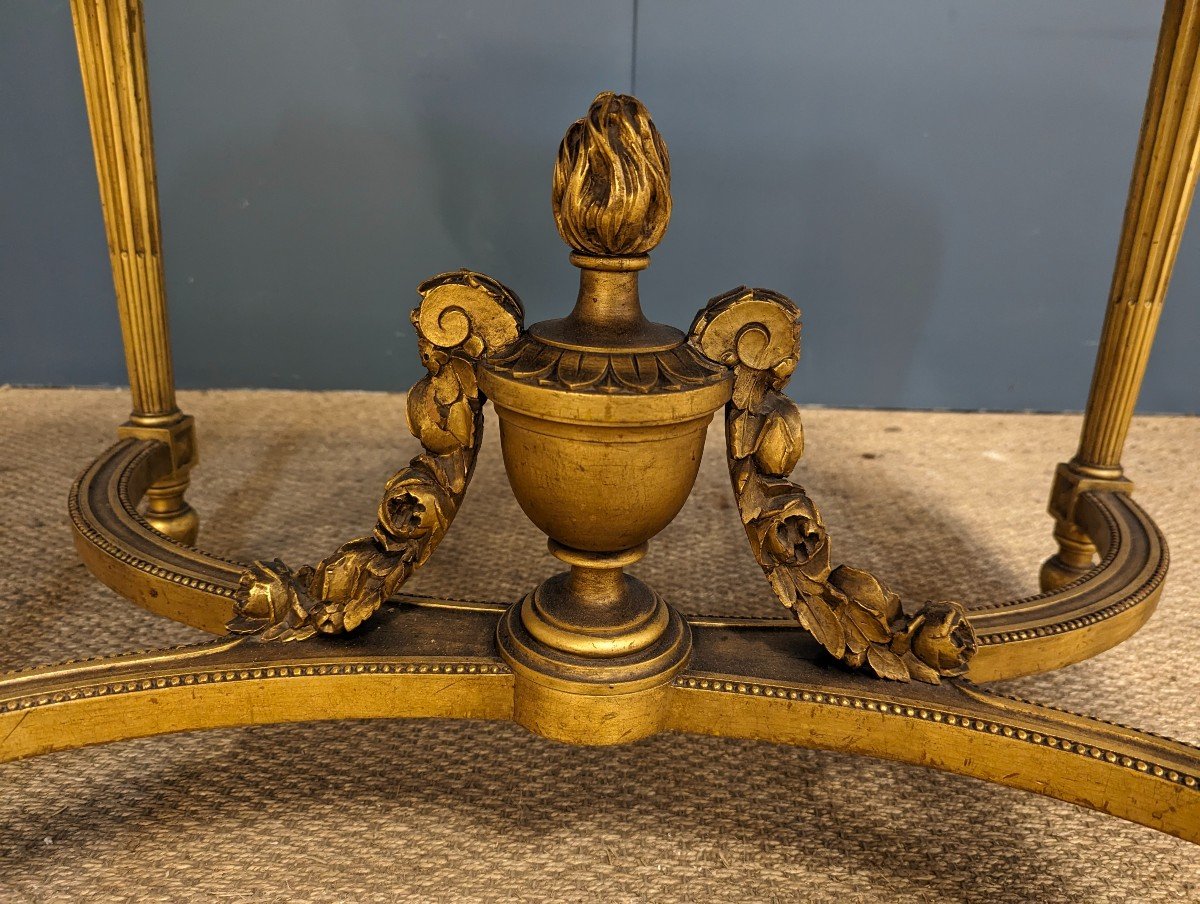 Louis XVI Style Middle Table In Golden Wood Napoleon III Period-photo-4