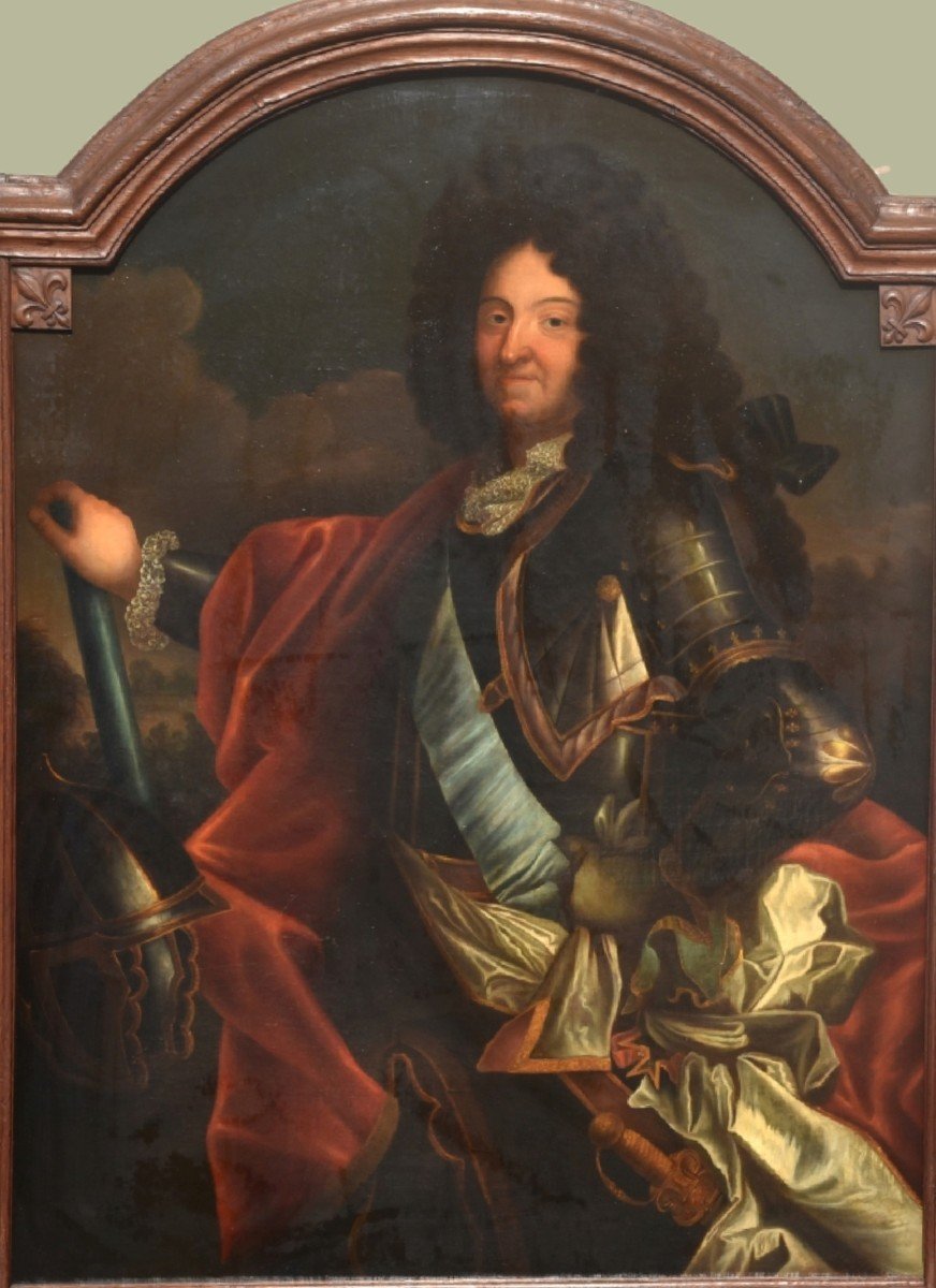 Ancient 1700 Portrait Of Louis XIV, The Sun King-photo-1